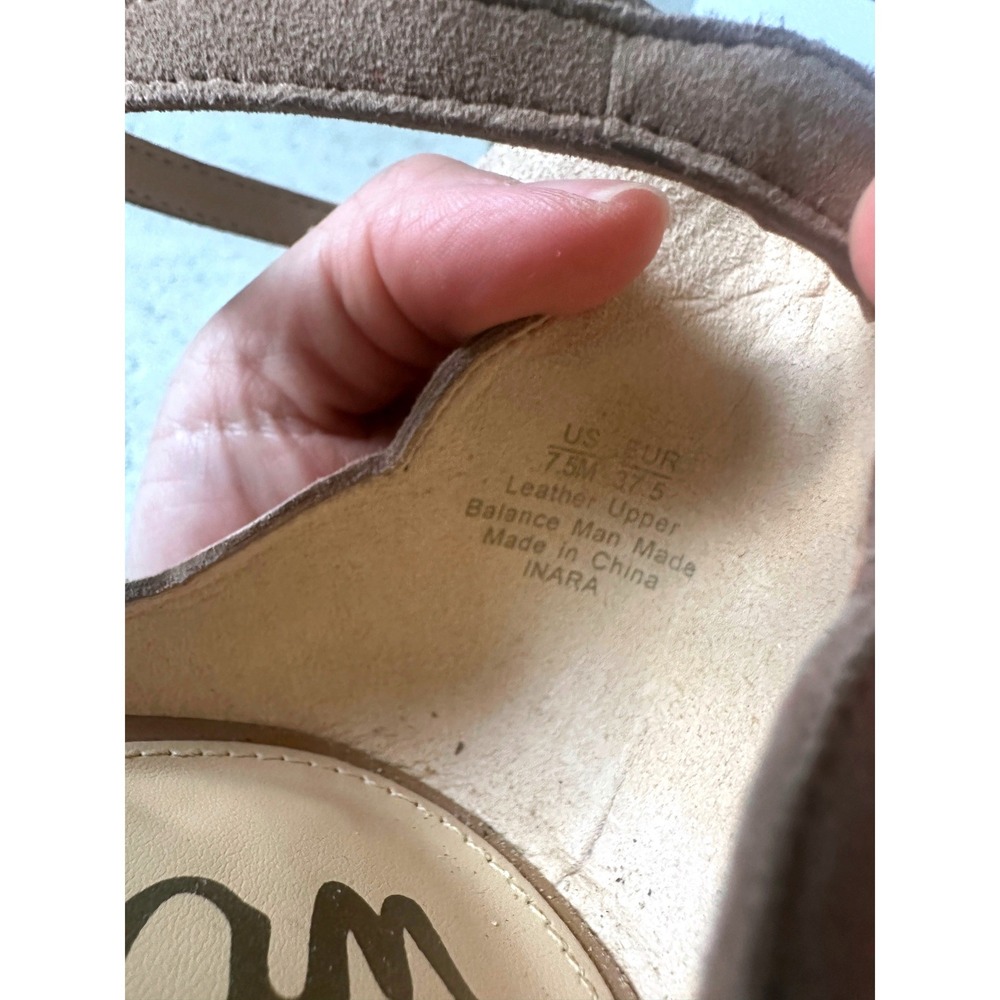 Sam Edelman Inara Scalloped Edge Suede Block Heel Sandals Tan Nude Boho 7.5 M - Picture 9 of 10